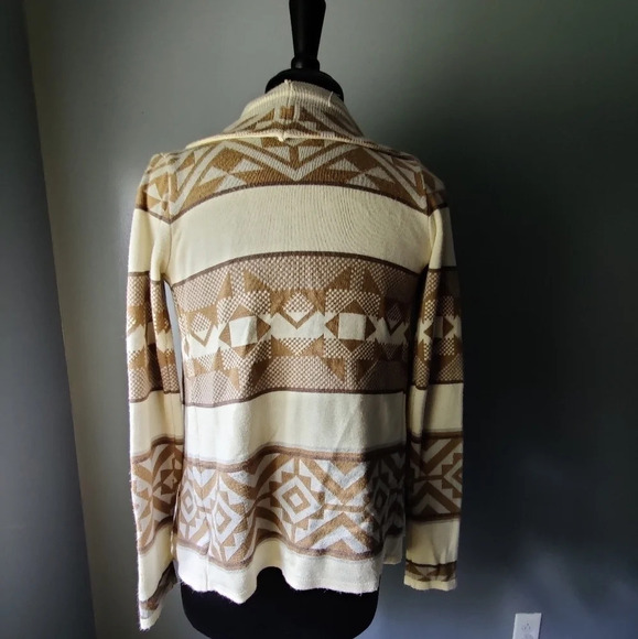 Staring at Stars Tan Aztec Print Waterfall Drape Cardigan - Picture 5 of 6